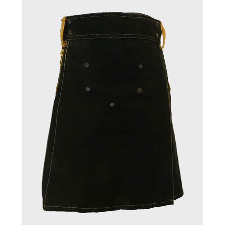 Black Deluxe Modern Kilt with Khaki Straps