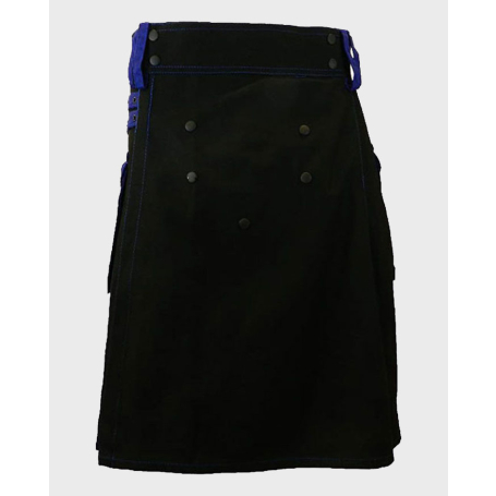 Black Deluxe Utility Kilt with Blue Straps