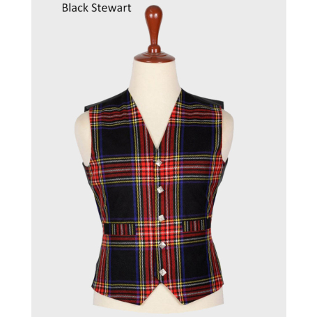 Black Stewart Tartan Vest