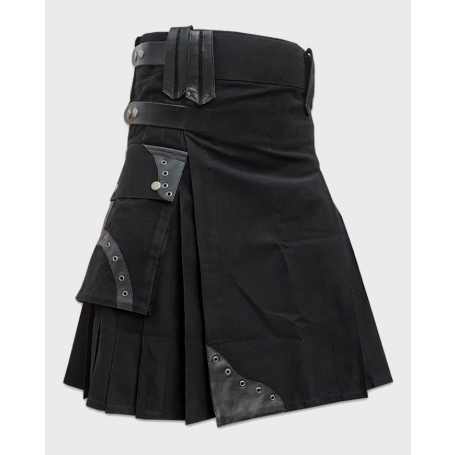 Black Cargo Utility Kilt