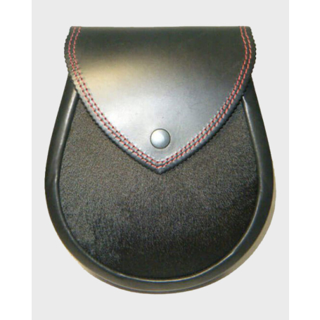 Black Hair Semi Dress Leather Sporran With Chain Belt