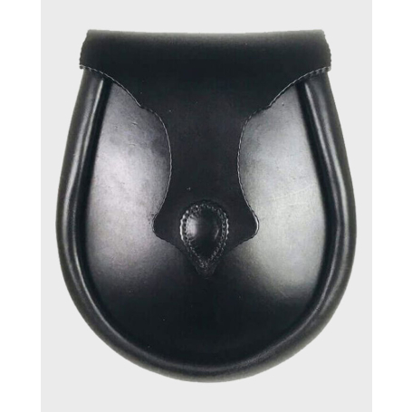 Black Leather Sporran & Chain Belt