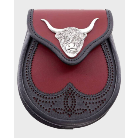 Black Matt Highland Semi Dress Leather Sporran