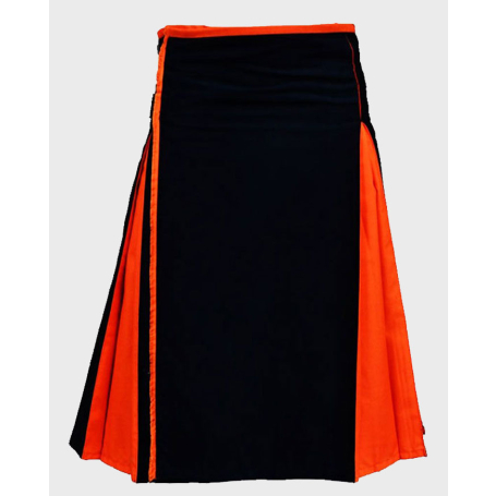 Black & Orange Cotton Hybrid Utility Kilt