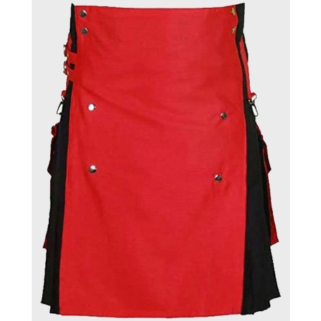 Black & Red Hybrid Kilt For Men