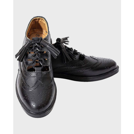Black Traditional Leather Ghillie Brogues