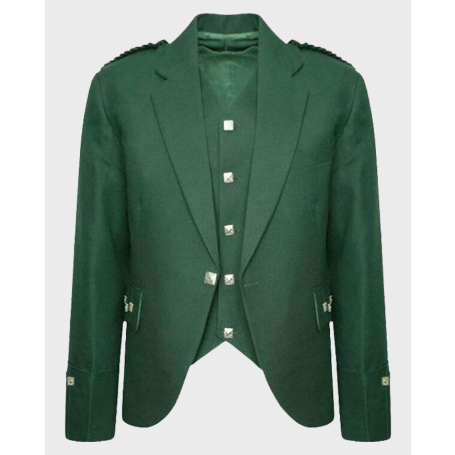 Black Wool Tweed Argyle Kilt Jacket & Vest Set