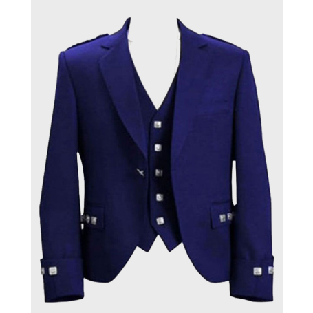 Blue Argyll Jacket & Waistcoat With Five button