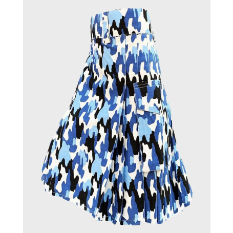 Blue Pattern Military Camo Utility Kilt