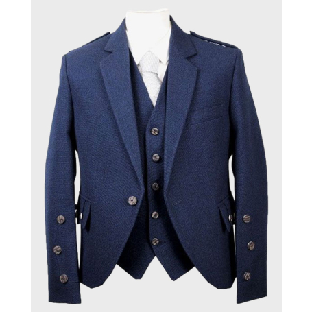 Braemar Blue Wool Tweed Argyle Jacket & Vest Set,Tweed Argyle Jacket,Braemar Jacket