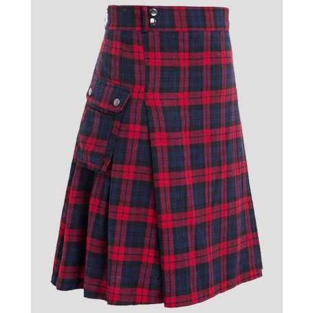 Brown Modern Utility Tartan kilt With Tartan Straps