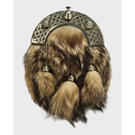 Celtic Cantle Antique Thistle Crest Full Dress Sporran with Chain,