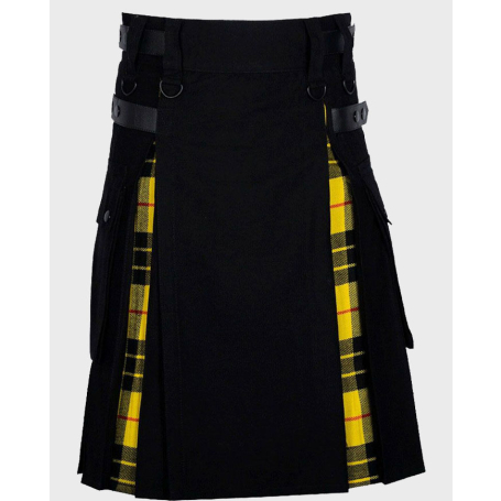 Clan Black Cotton Macleod of Lewis Tartan Hybrid Kilt for Men