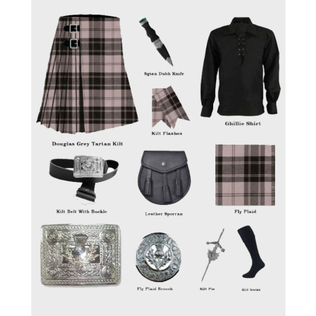 Douglas Grey Tartan Kilt With Accessories Deal
