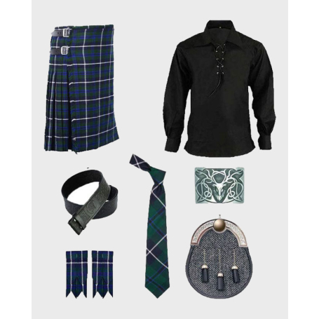 Douglas Tartan Scottish Kilt With Black Shirt Deal