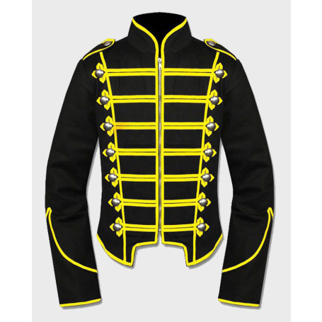 Gothic Yellow Black Military Drummer Jacket For Men,Yellow Jacket
