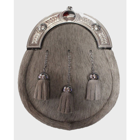 Grey Seal Skin Sporran With Chain Belt