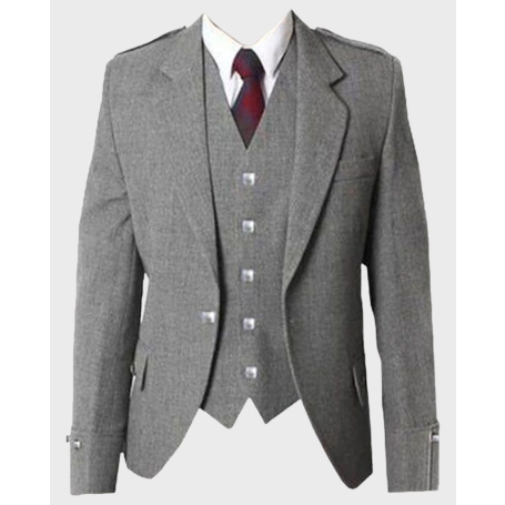 Grey Wool Tweed Argyle Jacket & Vest Set