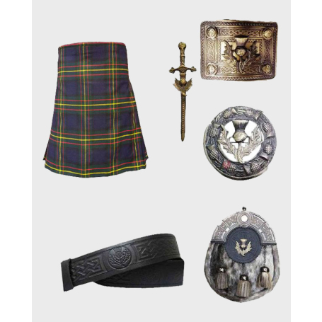 Highland Maclaren Tartan 6 pcs Scottish Kilt Package