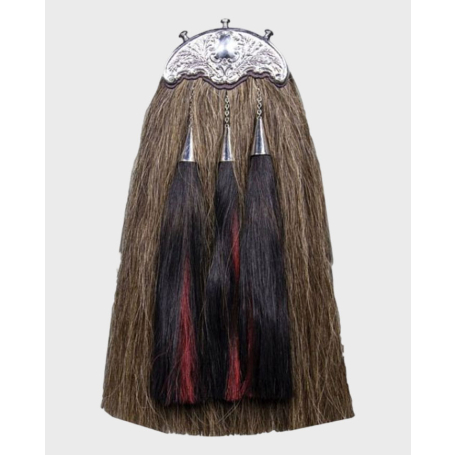 Horse Hair Sporran With Gold Cantle & Chain,Silver Chain Belt,Horse Hair Sporran