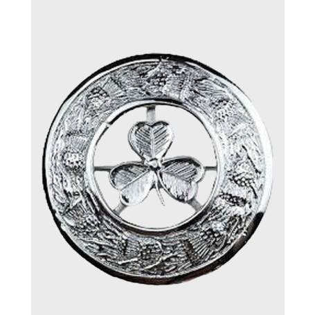 Irish Shamrock Fly Plaid Brooch With Thistle Ring