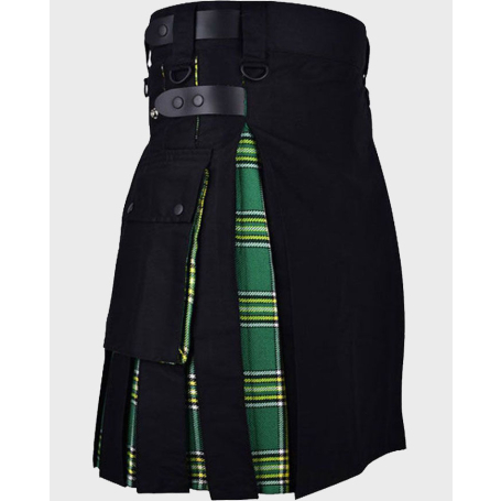 Irish Tartan Hybrid Kilt & Black Utility Kilt