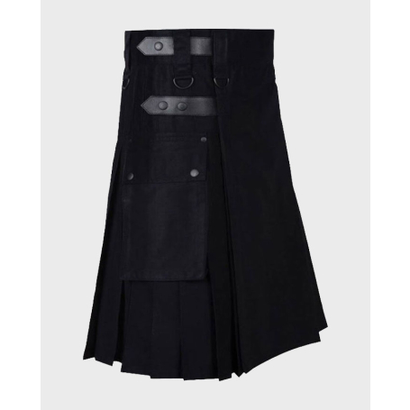 Lautreamont Men Black Modern Utility Kilt