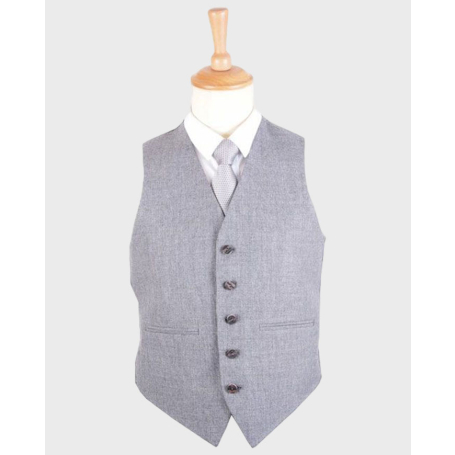 Light Grey Arrochar Wool Tweed Vest for Men