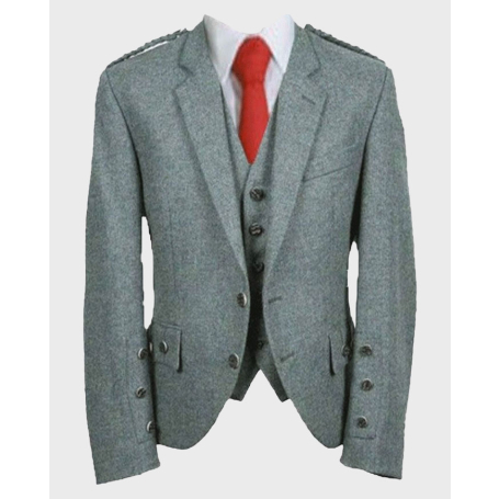 Lovat Green Argyll Tweed Kilt Jacket & Waistcoat Set For Men