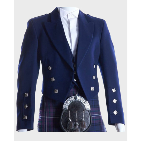 Navy Blue Prince Charlie Jacket & Waistcoat Set,Blue Jacket, Prince Charlie Waistcoat