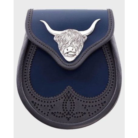 Navy Mat Highland Semi Dress Leather Sporran