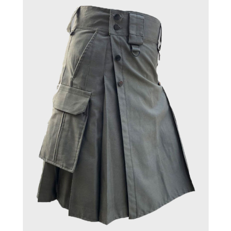 Olive Green Cotton Utility Kilt