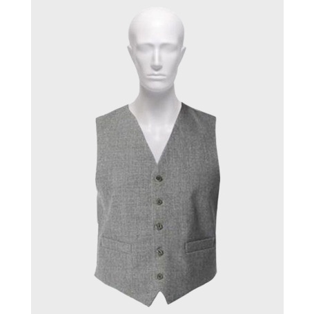 Premium Grey Wool Tweed Argyle Vest