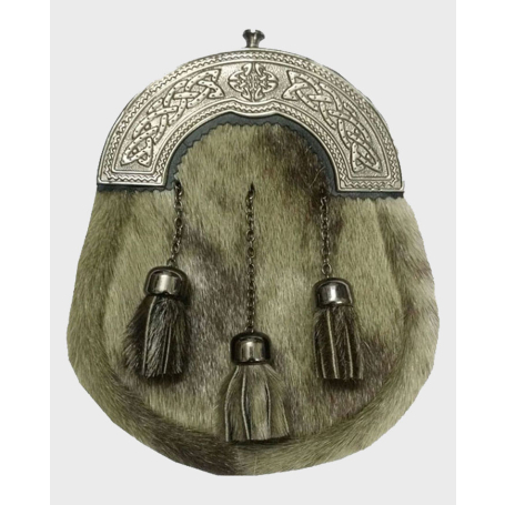 Premium Seal Skin Sporran Celtic Cantle Antique Finish