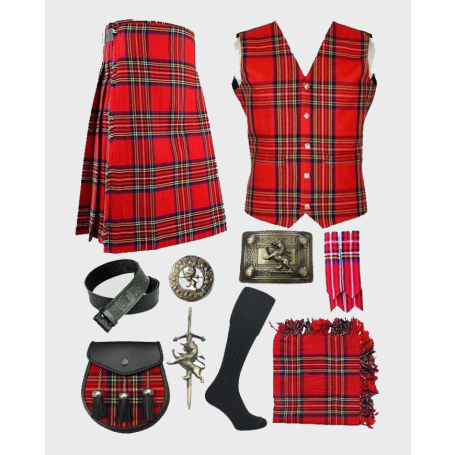 Royal Stewart Tartan Kilt and Vest Deal Package