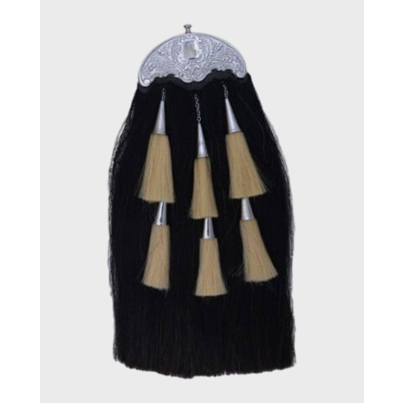 Scottish Black Horse Hair Sporran With 6 Tassels