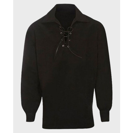 Scottish Traditional Black Jacobite Ghillie Shirt