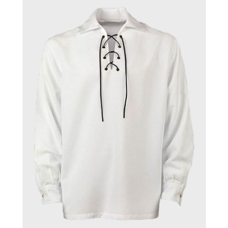 Scottish White Jacobite Ghillie Kilt Shirt