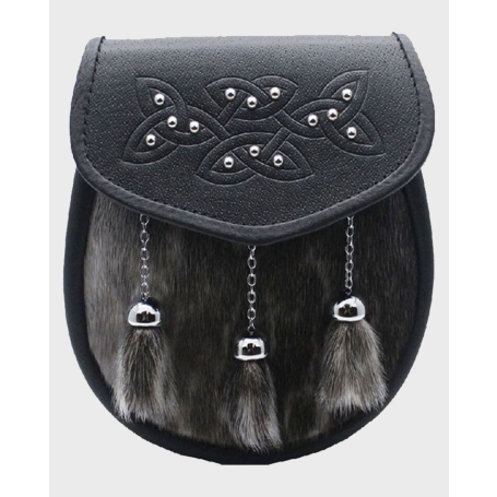 Semi Dress Grey Sealskin Studded Celtic Modern Leather Sporran