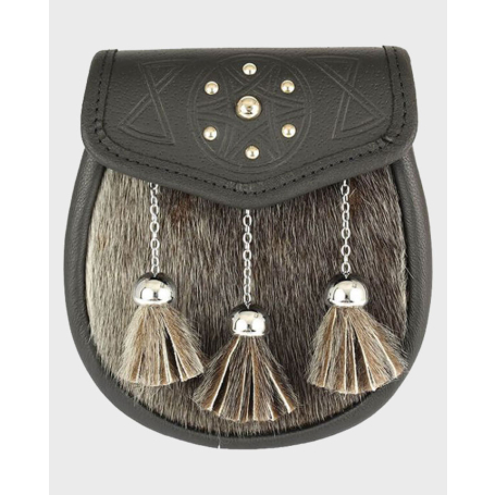 Semi Formal Full Dress Sporran With Chain,Black Chain