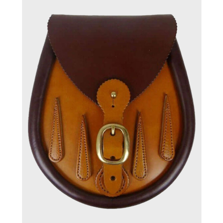 Tan Teardrop Lomond Leather Sporran With Chain,Tan Leather