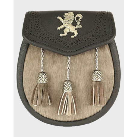 Traditional Leather Sporran With Chain Belt,Black Chain