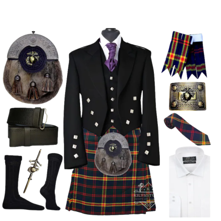 Prince Charlie Jacket kilt outfit Scottish Highland Wedding Kilt set 