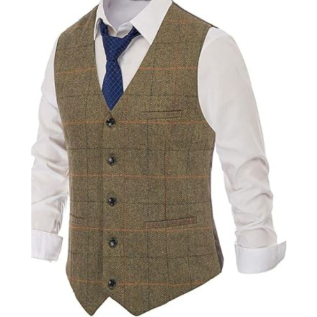 Men's Tweed Vest Premium Wool Waistcoat