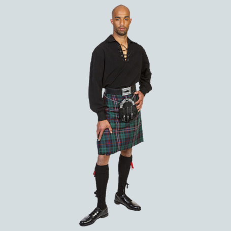 Scottish National Tartan Black Ghillie Shirt Casual Kilt Outfit | True Kilt