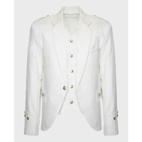 White Argyll Jacket & Vest Set Made To Measure