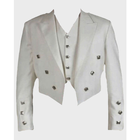 White Prince Charlie Jacket & Waistcoat Set For Men
