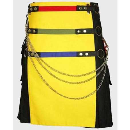 Yellow & Black Fashion Hybrid Utility Kilt