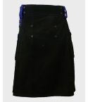 Black Deluxe Utility Kilt with Blue Straps 