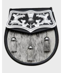 Black Calfskin Thistle Plate Semi Dress Sporran